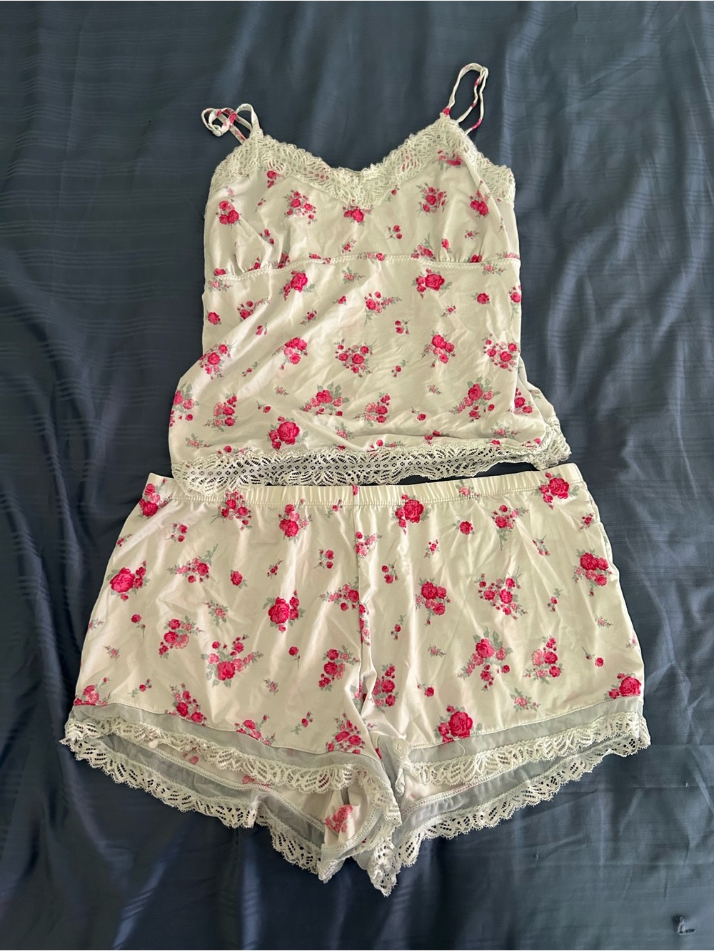 Jessica Simpson White Cami & Shorts Pajama Set with Pink Floral Print